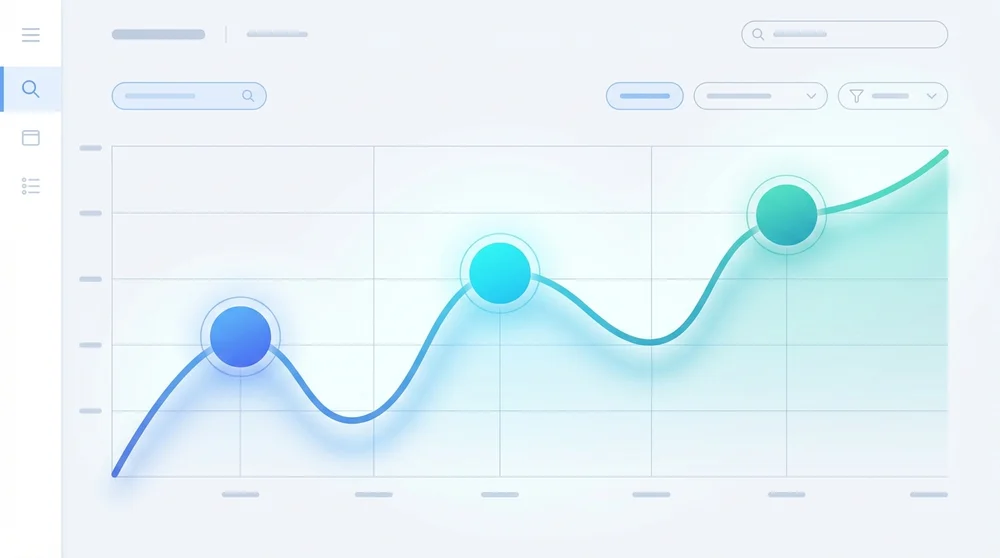 A 169 chart showing ticket volume spikes over time with markers for growth stages.