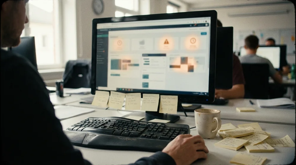 Support dashboard showing stalled conversation threads with aging timers highlighted.