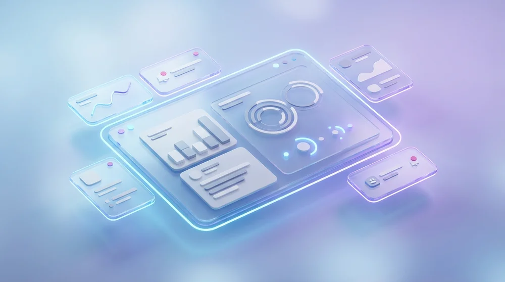 A clean help desk dashboard UI representation.