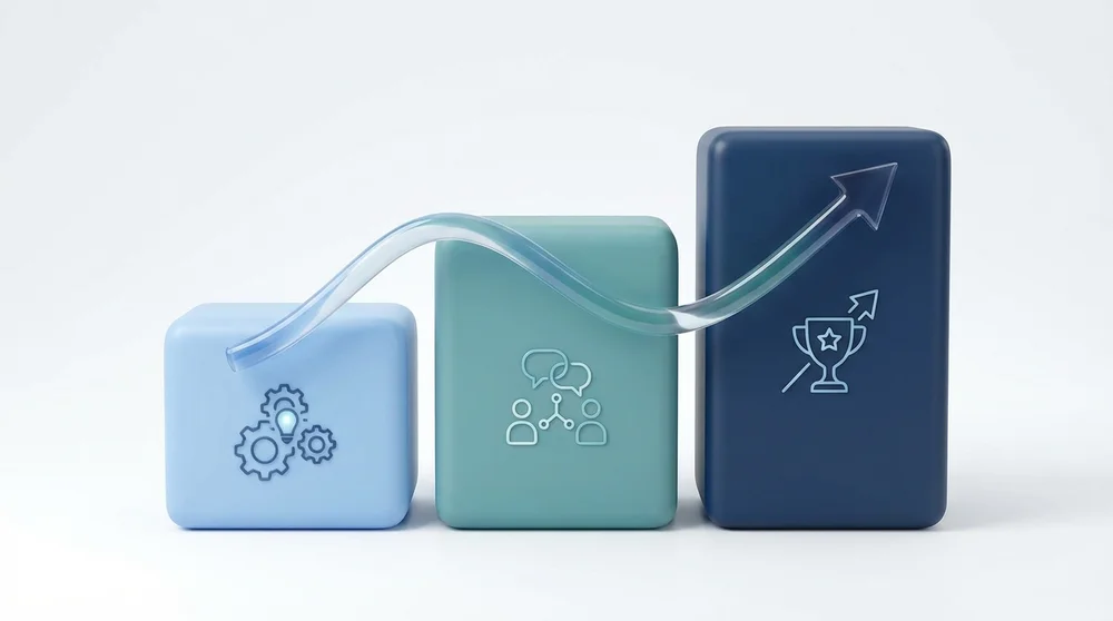 Workflow diagram showing the 30/60/90 support ramp-up phases.