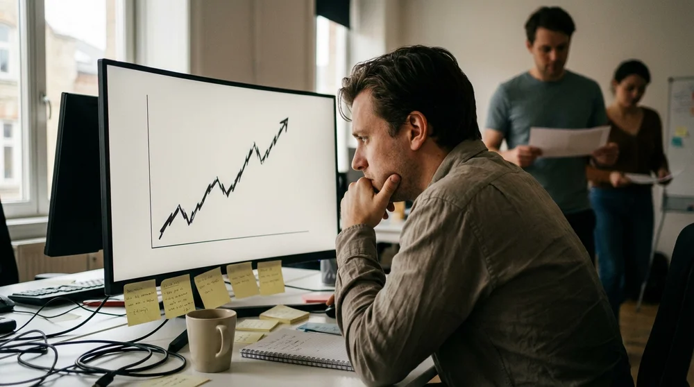 Chart showing rising backlog volume due to unresolved 'waiting on customer' tickets.