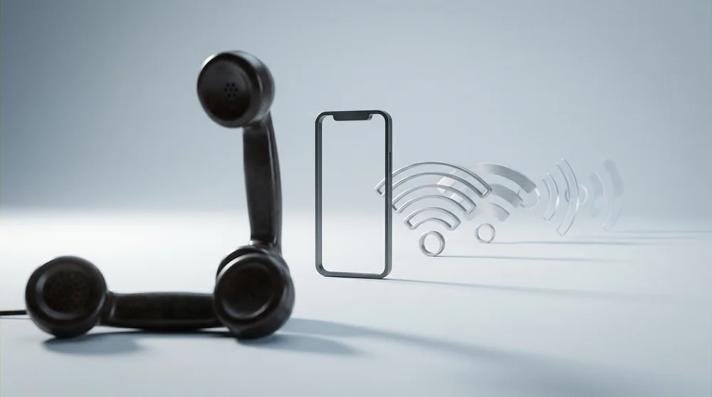 Abstract visual metaphor of shrinking communication channels like icons reducing in size.