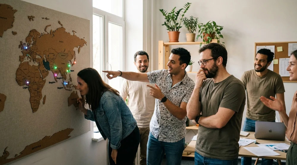 World map with emerging talent hubs highlighted